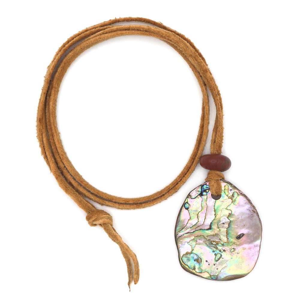 Central Coast Red Abalone Pendant with Red Topper Stone