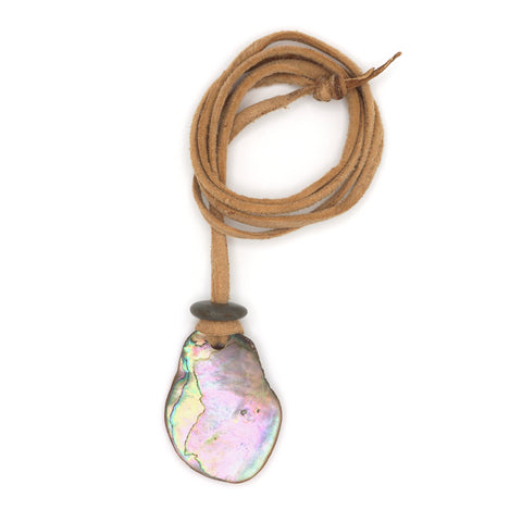 Red Abalone Pendant with Topper Hard Stone