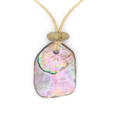 Black Abalone Pendant with Hand Made Buckskin and Hard Stone Topper