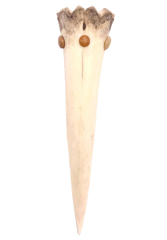 Hand Carved Deer Leg Bone Awl with Inlaid Sea Jewels